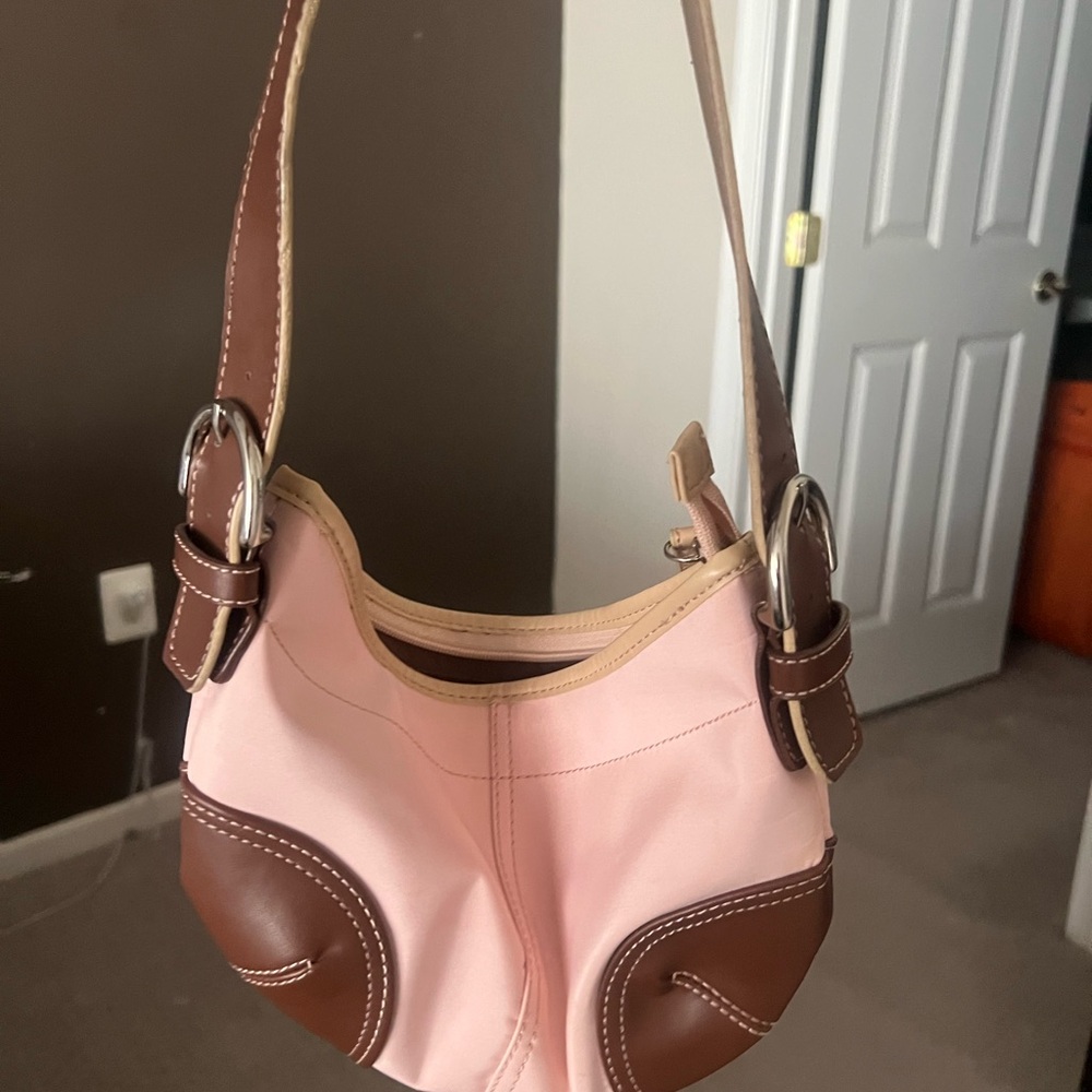Pink and Brown Women's Shoulder Bag - Picture 2 of 5
